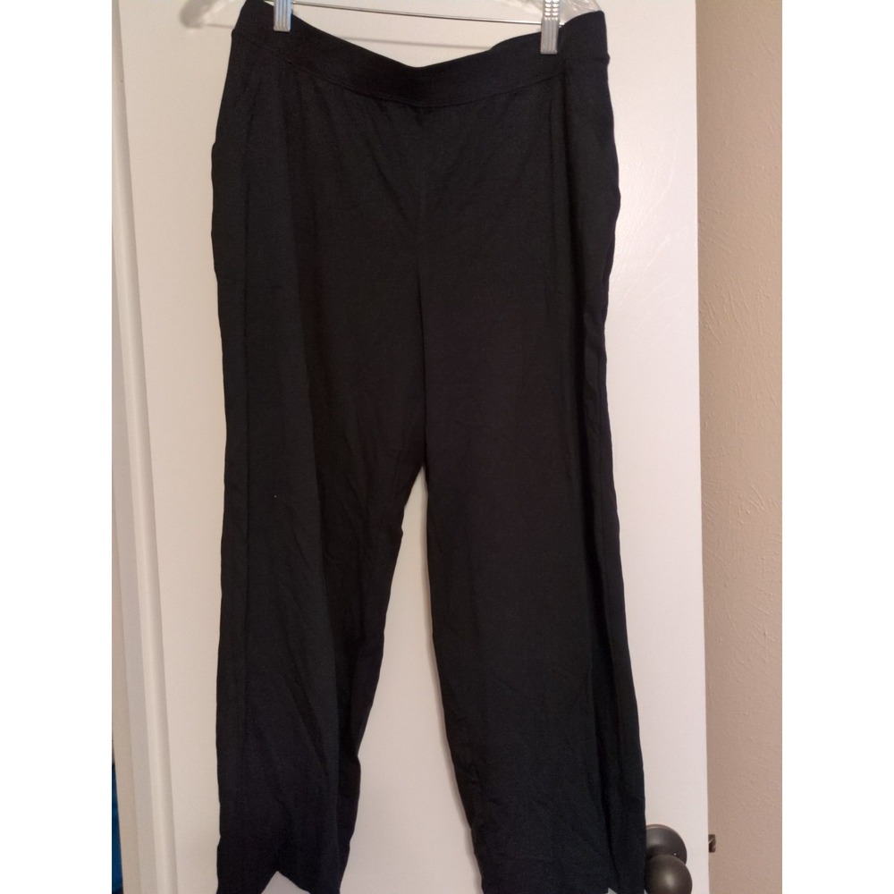 D&co. BEACH Pants Womens S Black Cropped Jersey Elastic Waist Relaxed Pockets